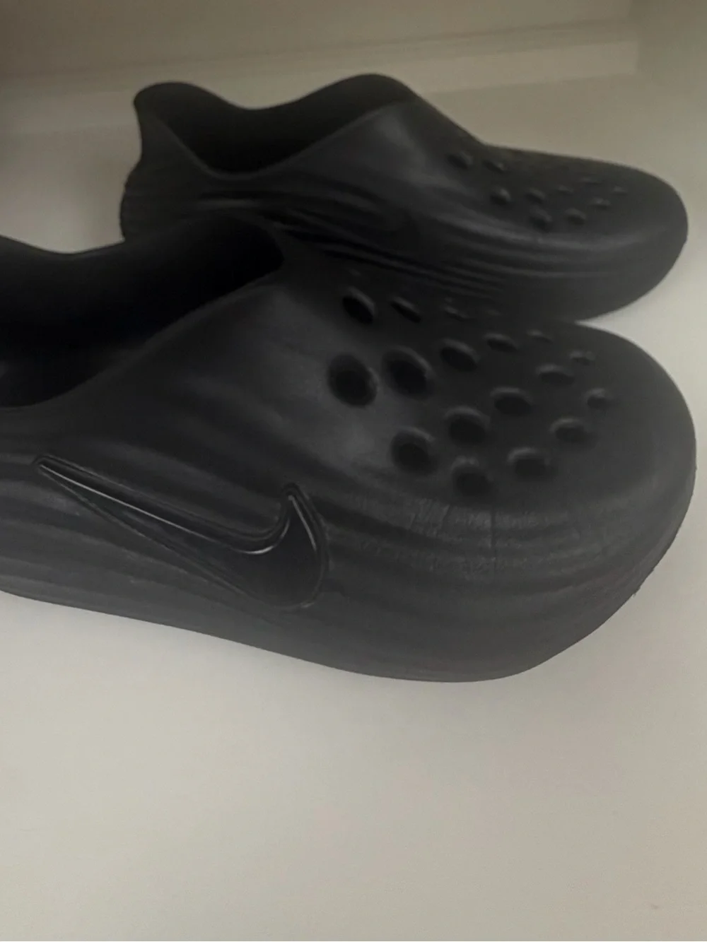 Nike KIDS Black Foam Slip-On Clog with Perforated Upper